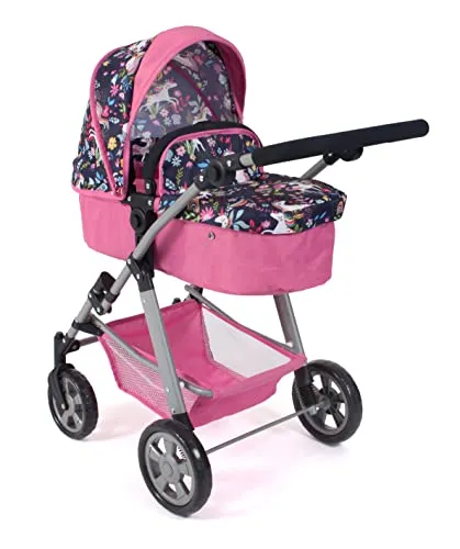 Bayer Chic 2000 - Puppenwagen Nele 2in1 Kombipuppenwagen - Stylischer 2in1 Puppenwagen für Kinder von 4 bis 8 Jahren, höhenverstellbar und umwandelbar mit Sicherheitsgurt, ideal für Puppen bis 50 cm.