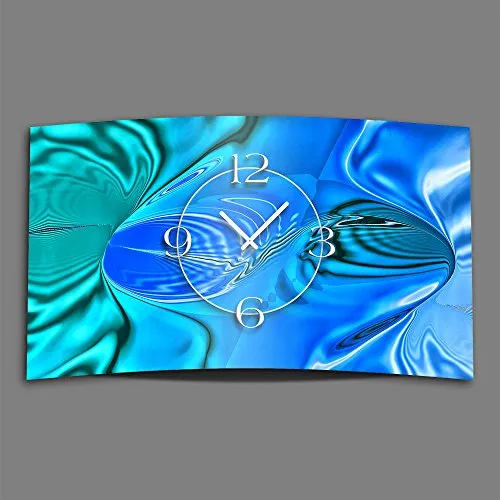 dixtime Abstrakt blau Mint türkis Designer Wanduhr modernes Wanduhren Design leise kein Ticken 3DS-0228