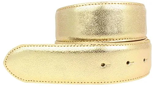 BELTINGER Hochwertiger Gürtel Metall-Optik Echt Leder ohne Schnalle 4 cm | Leder-Gürtel Metallic-Look 40mm | Gold 90cm