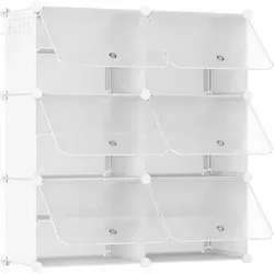 Schuhregal 6 Fächer 80 x 30 x 90 cm Weiß Halbtransparent - Praktisches Schuhregal mit 6 Fächern in Weiß Halbtransparent. Ideal zur optimalen Ordnung im Flur oder Wohnzimmer. Mit einfacher Montage und stabiler Bauweise für eine lange Lebensdauer. Perfekt für Schuhe, Taschen und mehr.