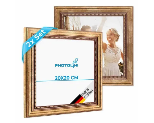 PHOTOLINI Bilderrahmen 2er Set Massivholz-Rahmen im edlen Barock-Design