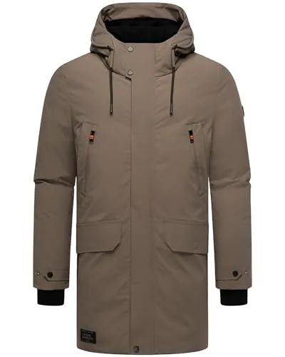 STONE HARBOUR Herren Wintermantel lang mit Fleece-Innenfutter - Robuster Winterparka in Stone Brown, wasserabweisend und mit zahlreichen Taschen. Ideal für kalte Tage, bietet er optimalen Tragekomfort und Wärmeisolierung.