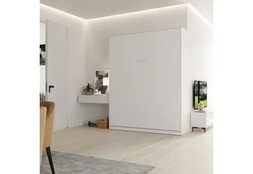 SMARTBett Schrankbett Classico 100/140/160x200 cm Vertikal Weiß - Schrankbett mit Gasdruckfedern für müheloses Öffnen und Schließen, ideal für platzsparende Lösungen in jedem Raum.