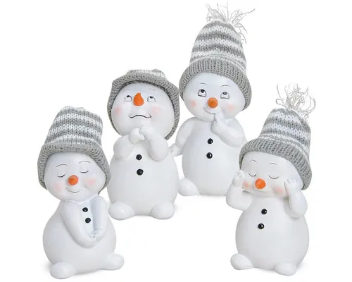matches21 HOME & HOBBY Dekofigur Schneemann Set Kunststoff je 6x6x11 cm (4 St)