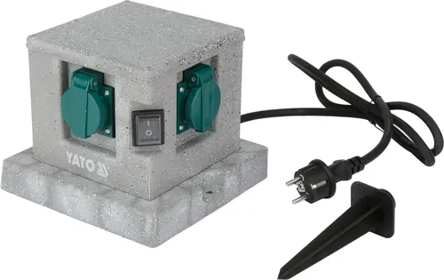 Gartensteckdose in Steinoptik mit 2 Schaltern - Elegante Gartensteckdose im Stein-Design für die Außenanwendung. Mit zwei Schaltern und wetterfestem Gehäuse bietet sie praktische Stromversorgung und einfache Handhabung für Ihre Geräte im Freien.