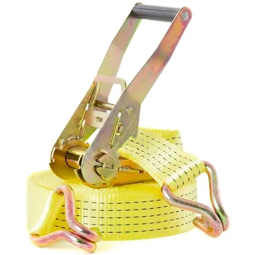 Spanngurt mit Ratsche und Haken 10 m bis 5000kg, bis 5t, 5000daN, TÜV/GS geprüft zweiteilig 2-TLG Ratschengurt gelb, 50mm Gurtband Zurrgurt