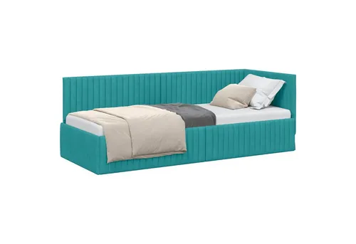 vidaXL Eckbettgestell mit Kopfteil Türkis 80 x 200 cm von vidaXL