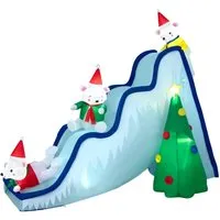 220cm Aufblasbare Weihnachtsrutsche mit Eisbären von Costway