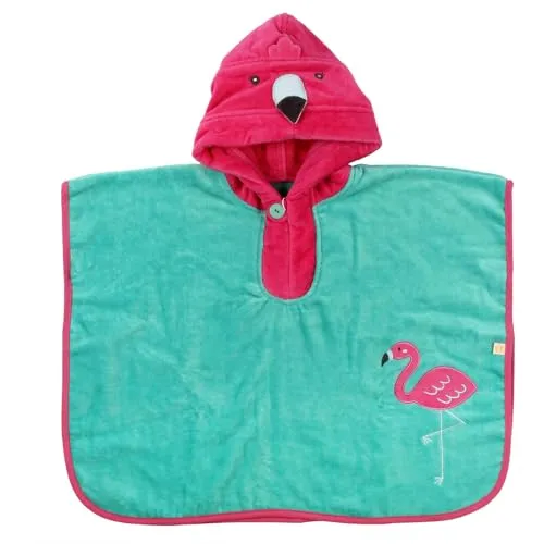 schlummersack kuschelig weicher Badeponcho mit Kapuze - Flamingo - für Jungen und Mädchen von 1-3 Jahre