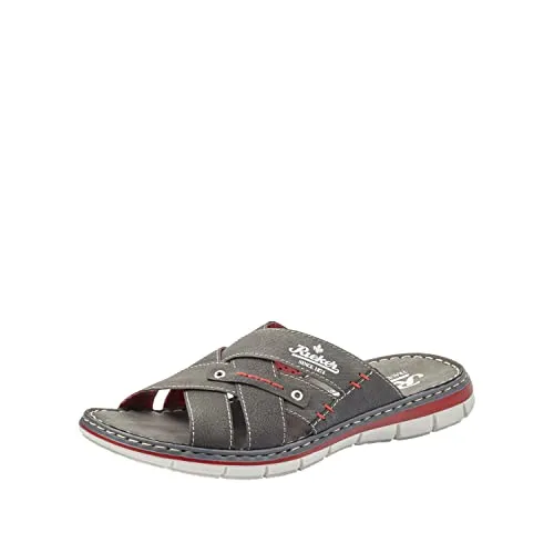 Rieker Herren Sandalen 25199 - Clogs & Pantoletten für Herren mit modisch überkreuzten Riemen für optimalen Halt und einer weichen Innendecksohle für höchsten Tragekomfort.
