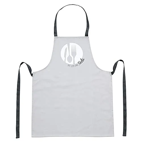 Dekohelden24 Kochschürze/Backschürze mit Taillenbänder, aus 100% Baumwolle, Produktmaß (ohne Bänder) 78 x 68 cm, Motiv: Mit Liebe gekocht.