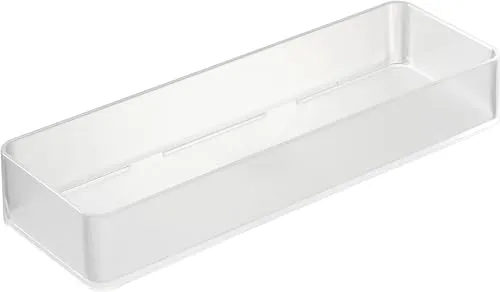 Yamazaki 3644 Tower Stapelbarer Organizer L, weiß, PS Harz, Minimalistisches Design, 8 x 24 x 3,7 cm (LxBxH)