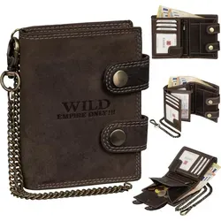 Leder Geldbörse Herren RFID Portemonnaie Echtleder Geldbörse Prägung mit Kette