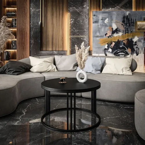 Runder Couchtisch LORI matt schwarz