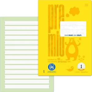 Staufen Schulheft Premio, 040782001, Recycling, A4, liniert mit Rand, 16 Blatt, Lineatur 1
