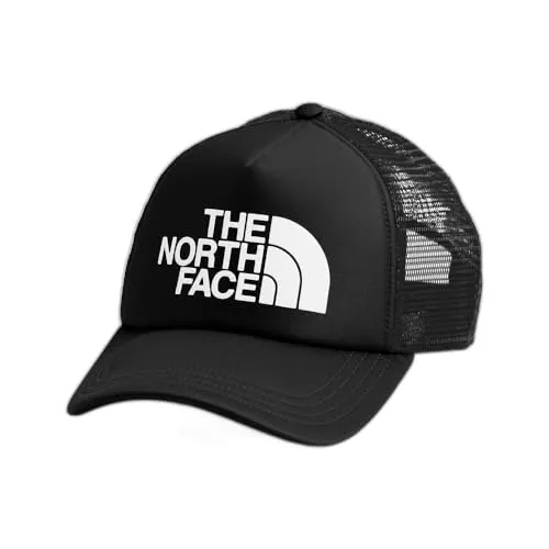 The North Face TNF Logo Trucker Hat Unisex Schwarz-Weiß - Stylischer Hut mit strukturierter Frontplatte und atmungsaktiver Rückwand aus recyceltem Material. Ideal für Outdoor-Aktivitäten und den täglichen Gebrauch.