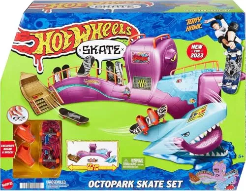 Hot Wheels Skate Octopark Skate-Set - Grind-Rails und Quarter-Pipes, Oktopus-Design für endlosen Spielspaß und Tricks ab 5 Jahren