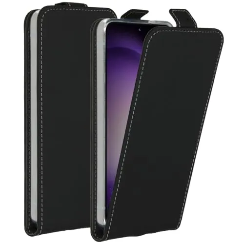 ACCEZZ Flip Case für Samsung Galaxy S24 – Magnetverschluss & Kartenfach – Stoßfestes Kunstleder – Schlankes Design (Schwarz)