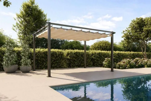 OUTFLEXX Pavillon – Elegante Flachdachpergola - Moderne Flachdachpergola aus Aluminium für stilvolle Rückzugsorte im Garten. Robuste Konstruktion, pflegeleicht und mit optimaler Luftzirkulation für ein angenehmes Ambiente.