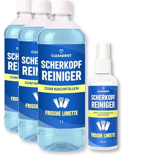Die Seifenblase | 3L Scherkopfreiniger Flüssigkeit mit Sprühflasche zur manuellen Reinigung von Rasierern und Scherköpfen aller Art - Spray zum Auftragen auf Klinge/Trimmer - gebrauchsfertige Lösung