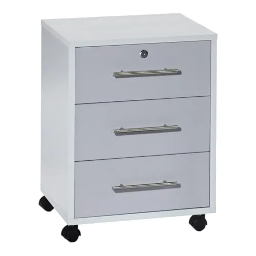 Rollcontainer TABOR - Mobiler Aktenschrank mit Schubladen - Praktischer Rollcontainer TABOR für Büro und Arbeitszimmer. Mit 3 Schubkästen, davon einer abschließbar. Stabiler Korpus und 4 Rollen für einfache Mobilität.