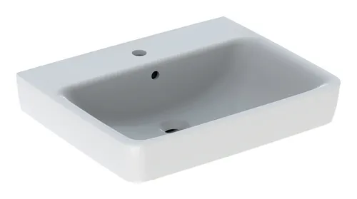 Geberit Renova Plan Aufsatzwaschtisch 60 cm - Elegantes Waschbecken aus Badkeramik, mit mittigem Hahnloch und Überlauf für höchsten Komfort und Funktionalität im Badezimmer.