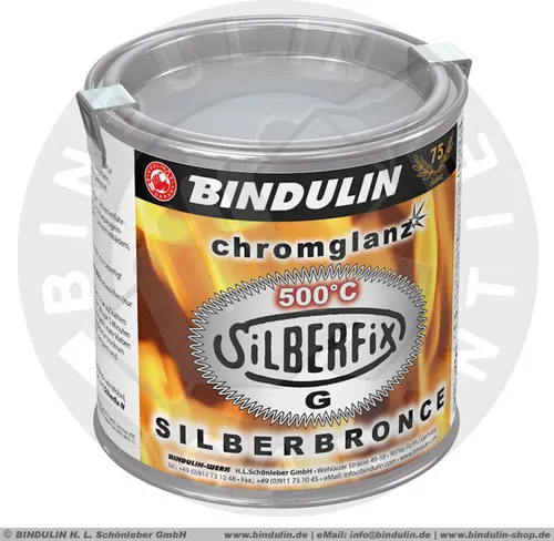 SILBERFIX-G Silberbronce temperaturbeständig bis 500°C Farbe: silber Lack silber silberlack inkl. Pinsel 250 ml