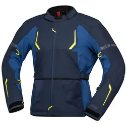 IXS Lennox-ST Textiljacke - Wasserdicht in Dunkelblau/Blau/Gelb, 3XL - Motorradjacke mit komfortablem X-Stretch Gewebe, atmungsaktiv und mit herausnehmbarem Thermofutter für optimale Anpassung an jedes Wetter.