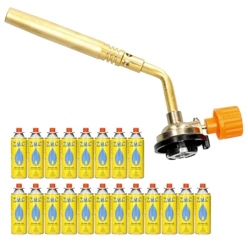 Z.M.C ALLZWECKBRENNER Gasbrenner 1,65 kW - Lötbrenner für vielseitige Anwendungen, inklusive 20 Gaskartuschen, mit einstellbarer Flamme bis 1371 °C, ideal für Werkstatt und Outdoor.