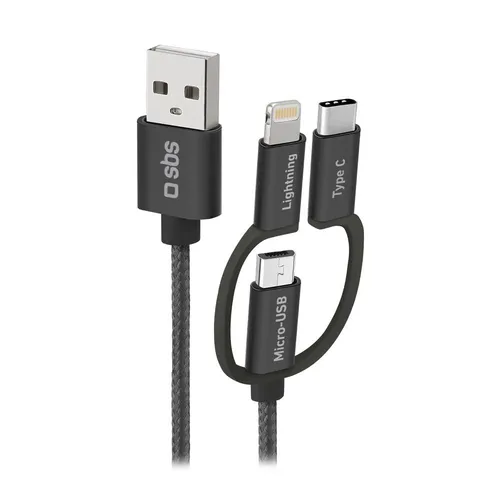 HP 35136 3-in-1 USB-auf-Micro-USB-Kabel - Praktisches Autozubehör mit Lightning- und USB-C-Adaptern, ideal für vielseitige Nutzung im Alltag.