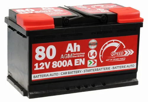 SPEED Autobatterie AGM 12V 80Ah 800A Start&Stop Pluspol rechts 315x175x190 mm