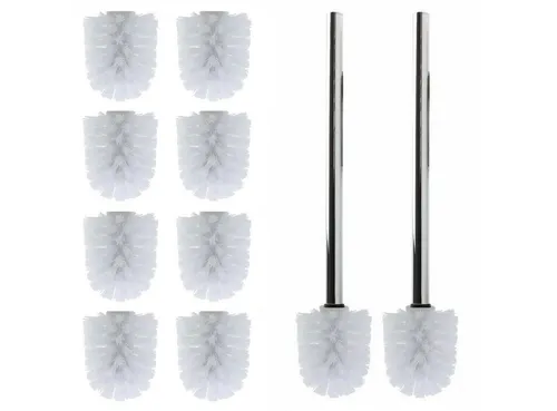 Daloual WC-Reinigungsbürste Set mit Edelstahlgriff - Toilettenbürsten Set mit 12 Teilen, inklusive 10 Ersatzbürstenköpfen und rostfreiem Edelstahlgriff für hygienische Reinigung im Badezimmer und Gäste-WC.