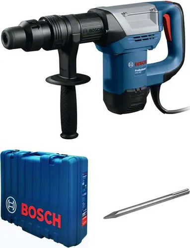 Bosch Schlaghammer GSH 500 mit SDS-max - Bohrhammer mit Spitzmeißel und Seitengriff, ideal für anspruchsvolle Abbrucharbeiten und Renovierungen, leistungsstark mit 230V Netzbetrieb.
