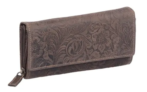 LEAS Große Damenlangbörse Natur RFID Schutz Echt-Leder, Dunkelbraun Vintage-Collection - Damen-Geldbörse mit RFID-Schutz, handgefertigt im Vintage-Style, bietet viel Platz für Karten und Münzen – ideal für stilbewusste Frauen.
