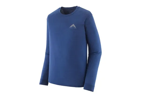 Patagonia Herren Cap Cool Merino Graphic Langarmshirt M blau - Hochwertiges Langarmshirt aus zertifizierter Merinowolle und recycelten Materialien, ideal für Komfort und Temperaturregulierung.