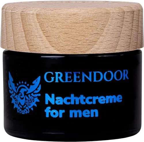 GREENDOOR Nachtcreme für Männer 50ml vegan mit Bio Hanfsamenöl & Ginseng, nicht fettende Creme, zieht schnell ein, schützt vor Umwelteinflüssen, Naturkosmetik Hautregenerierung