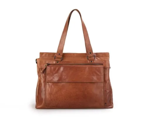 Spikes & Sparrow Laptop Schultertasche – Echt Leder in Cognac - Handtaschen mit gepolstertem Laptopfach, ideal für den sicheren Transport Ihres Notebooks bis 15 Zoll. Hochwertiges Rindleder und vielseitiger Tragekomfort dank abnehmbarem Schultergurt.