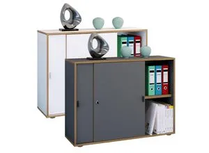 VCM Büroschrank Salia 2-Fach - Schränke für das Heimbüro mit abschließbaren Schiebetüren, ideal für bis zu 24 Ordner, bietet sicheren Stauraum und modernes Design.
