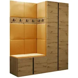Mirjan24 Garderoben-Set, Eiche Artisan, Orange, Holzwerkstoff, 158x186x46 cm, Garderobe, Garderoben-Sets & Serien, Garderoben-Sets