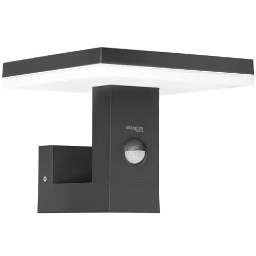 Oktaplex Aussenlampe mit Bewegungsmelder anthrazit Gio Motion - IP65 3000K Warmweiß - LED Außenleuchte mit Bewegungsmelder 15,2W 1500lm 230V