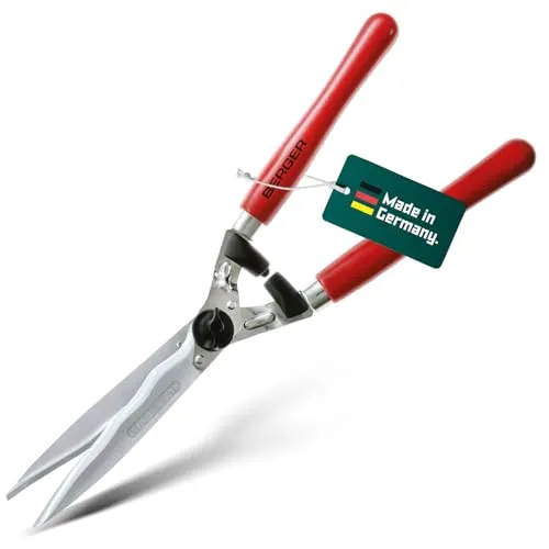 BERGER-Tools Heckenschere Komfort 4590 mit Wellenschliff und Anschlagdämpfer, Länge 54 cm, Rot, Heckenschere Komfort mit Wellenschliff 540mm