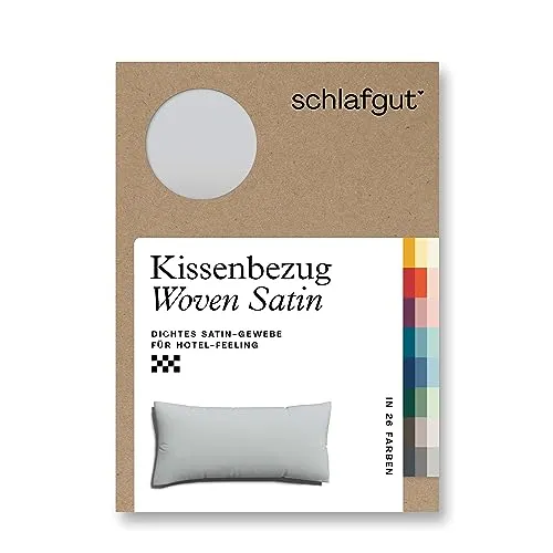 schlafgut Woven Satin Kissenbezug 40 x 80 cm Grey Light Uni - Luxuriöser Kissenbezug in 5 Sterne Hotelqualität aus 100% Baumwolle, hautfreundlich und pflegeleicht für erholsamen Schlaf.