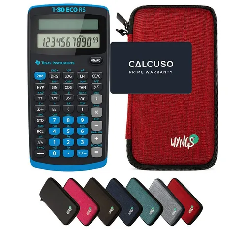 Texas Instruments TI-30 ECO RS Taschenrechner mit WYNGS Schutztasche Rot - Taschenrechner für Studenten, umweltfreundlich mit 134 Funktionen und Solarbetrieb. Inklusive robuster WYNGS Schutztasche für maximalen Schutz und Sicherheit.