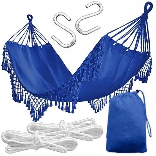 KRUMAD Hängematte Boho 150x200 cm Blau Garten Balkon Terrasse inkl Tasche