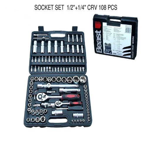 Allround Steckschlüsselsatz 108-teilig Set 1/2+1/4