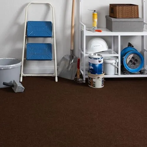 Steffensmeier Teppichboden Nadelfilz Paris | Meterware Rollenware Bodenbelag 3 mm für Abstellkammer Dachboden Hobbyraum | Braun, Größe: 100x100 cm