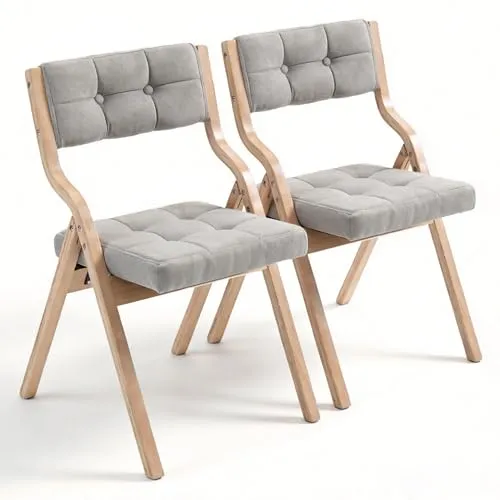 SEEDWAVE Esszimmerstühle 2er Set, Klappstuhl für moderne Küchen mit Holzfüßen - Praktisches Klappdesign für platzsparende Nutzung, gepolsterte Sitzfläche und Rückenlehne für hohen Komfort. Ideal für Esszimmer und Küche, passt zu jedem Einrichtungsstil.