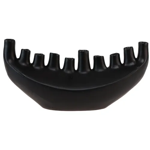 Moderne Keramik Vase Schiff 15cm - Schwarze abstrakte Tischdeko, ideal für stilvolle Wohnräume und setzt kreative Akzente in der Einrichtung.