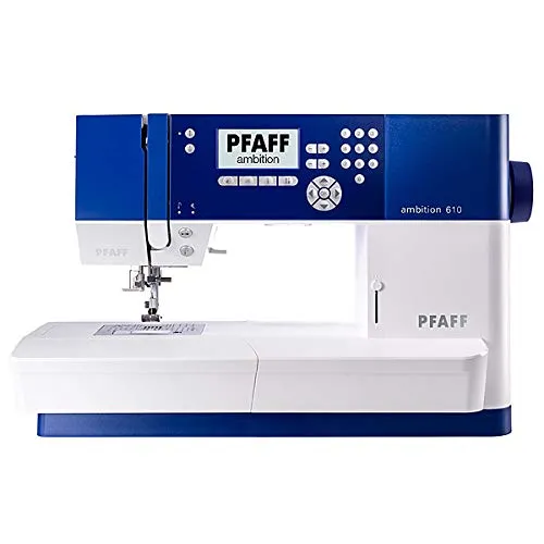 PFAFF ambition 610 Freiarm-Nähmaschine - Vielseitige Computer-Nähmaschine für Mode und Heimdeko, mit IDT™-SYSTEM für gleichmäßigen Stofftransport und umfangreichem Zubehör, ideal für kreative Nähprojekte.