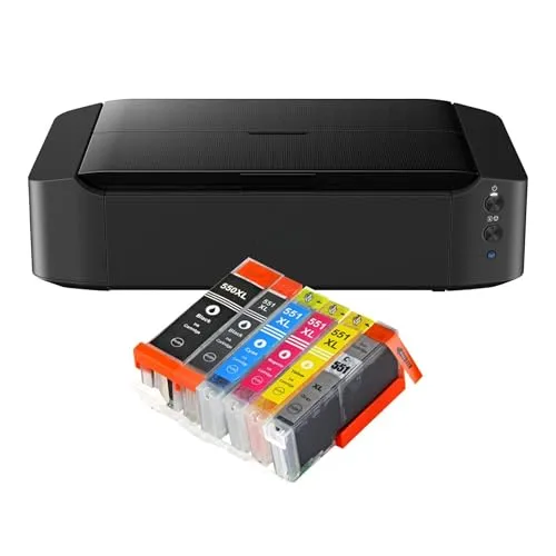IC-Office IP8750 Farbtintenstrahl Drucker mit 6 XL Tintenpatronen - Farbtintenstrahl Drucker für A3-Drucke, CD-Druck und kabelloses Drucken über WLAN und AirPrint. Ideal für anspruchsvolle Druckaufträge.